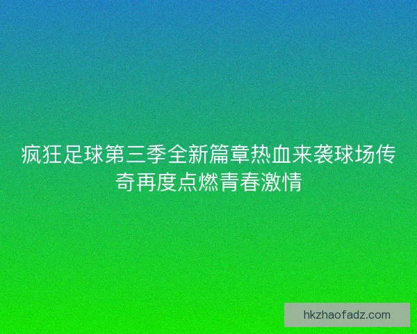 疯狂足球第三季全新篇章热血来袭球场传奇再度点燃青春激情