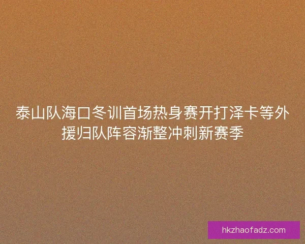 泰山队海口冬训首场热身赛开打泽卡等外援归队阵容渐整冲刺新赛季